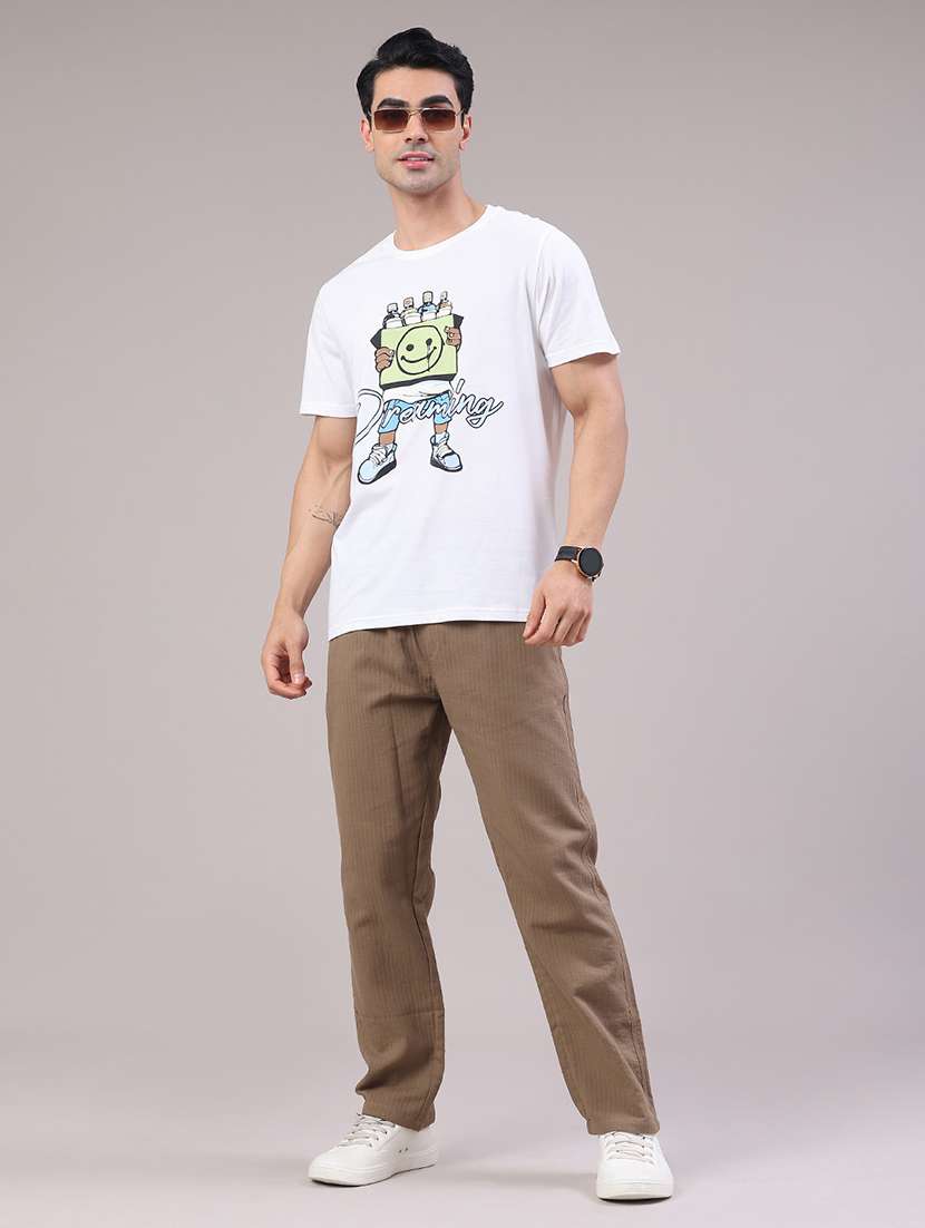 men self design mid rise regular fit casual trouser - 22319181 -  Standard Image - 5