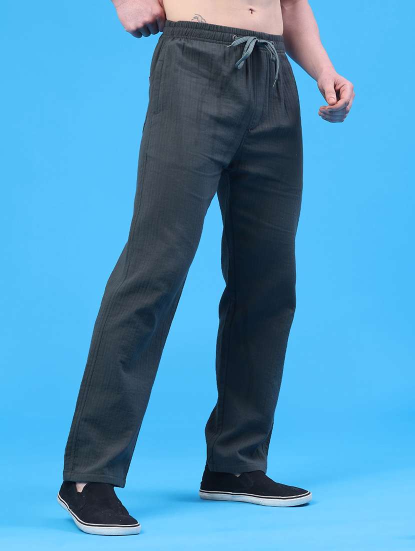 men self design mid rise regular fit casual trouser - 22319183 -  Standard Image - 3