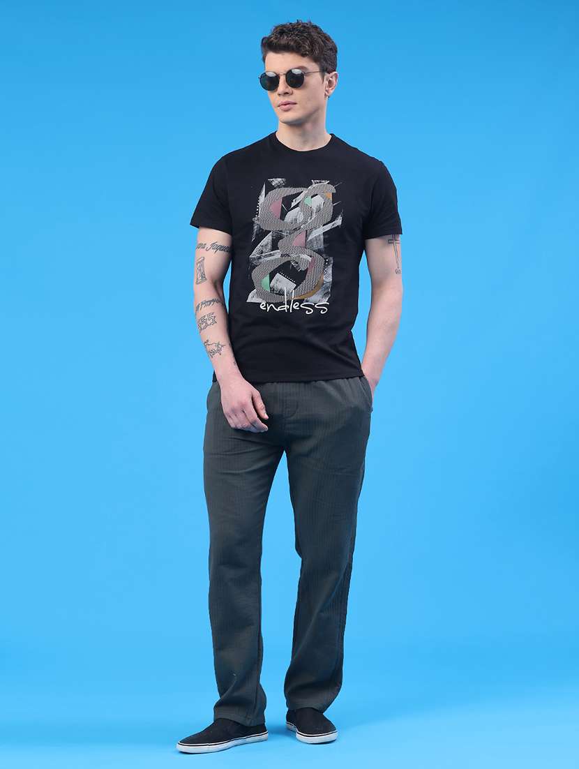 men self design mid rise regular fit casual trouser - 22319183 -  Standard Image - 5