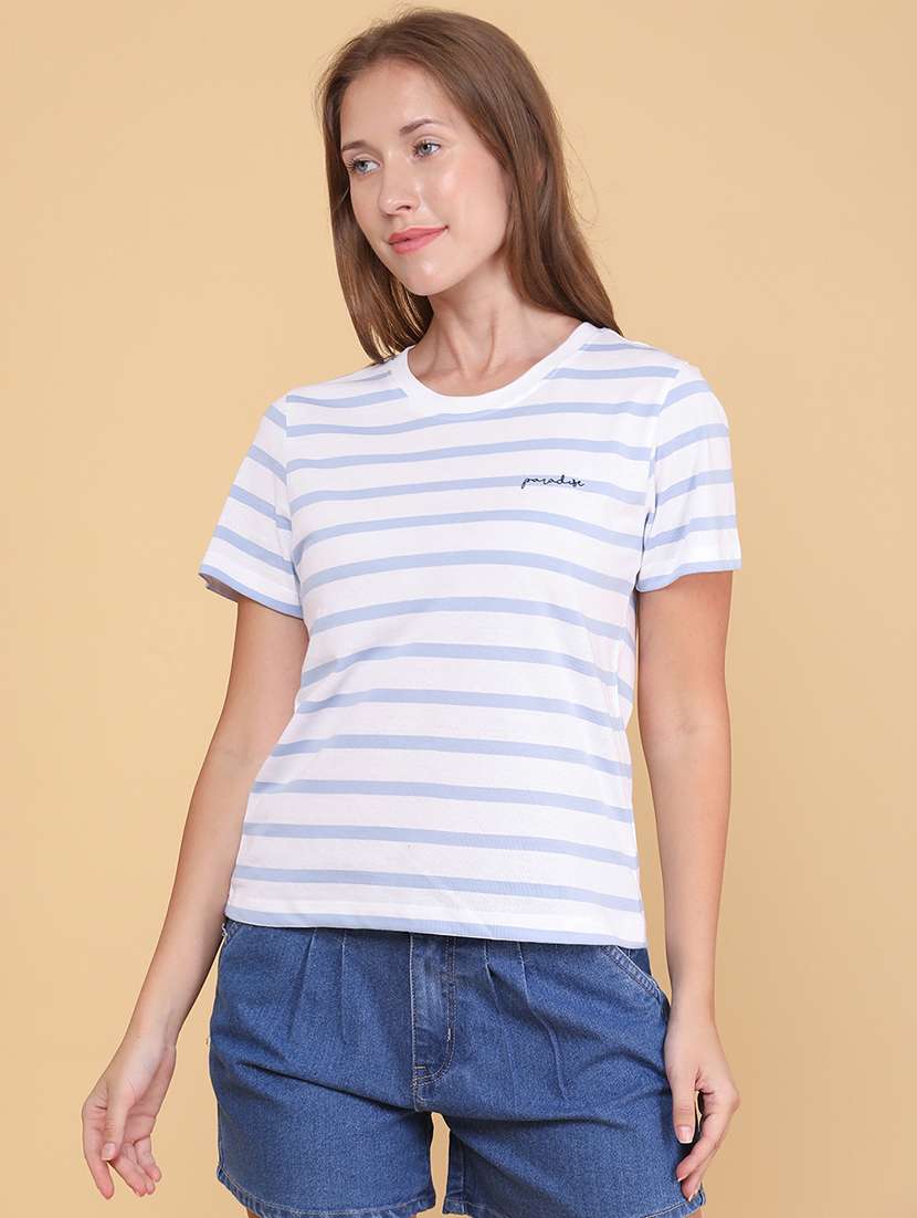 women printed round neck regular fit t-shirt