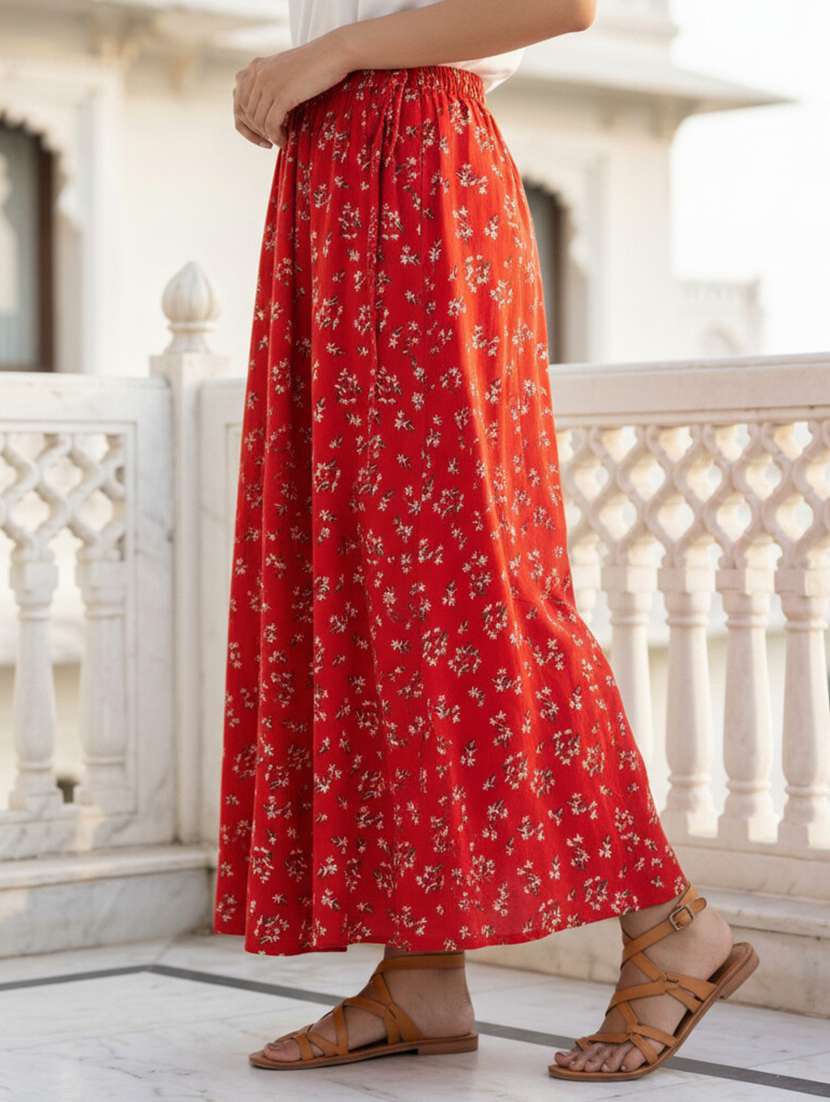 women printed mid rise flared maxi skirt - 22319229 -  Standard Image - 3