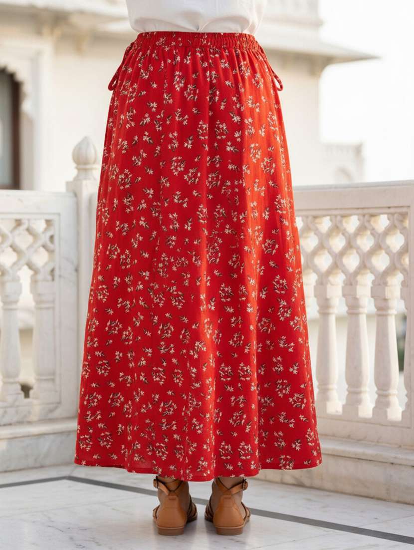 women printed mid rise flared maxi skirt - 22319229 -  Standard Image - 5