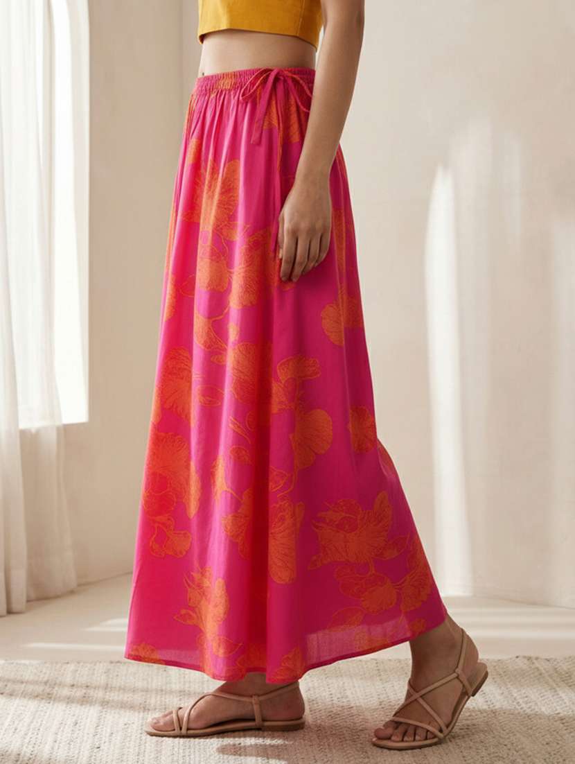 Women Printed Mid Rise Flared Maxi Skirt - 22319230 -  Standard Image - 3
