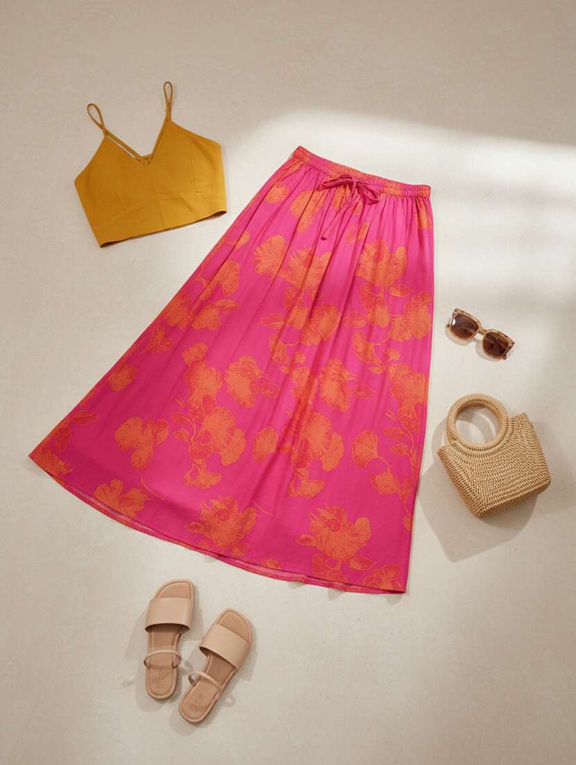 Women Printed Mid Rise Flared Maxi Skirt - 22319230 -  Standard Image - 5