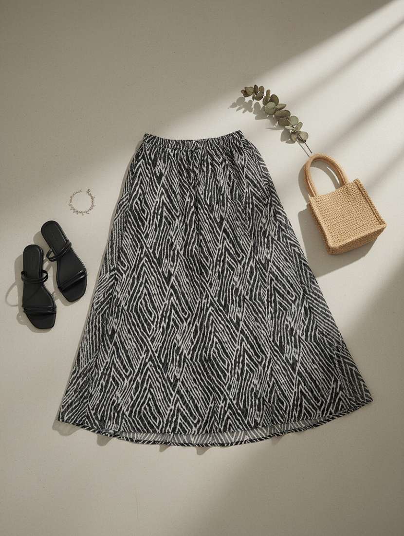 women printed mid rise flared maxi skirt - 22319231 -  Standard Image - 5