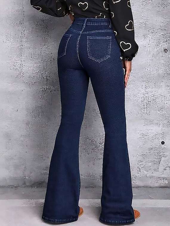 Women Plain High Rise Bootcut Jeans - 22319258 -  Standard Image - 3