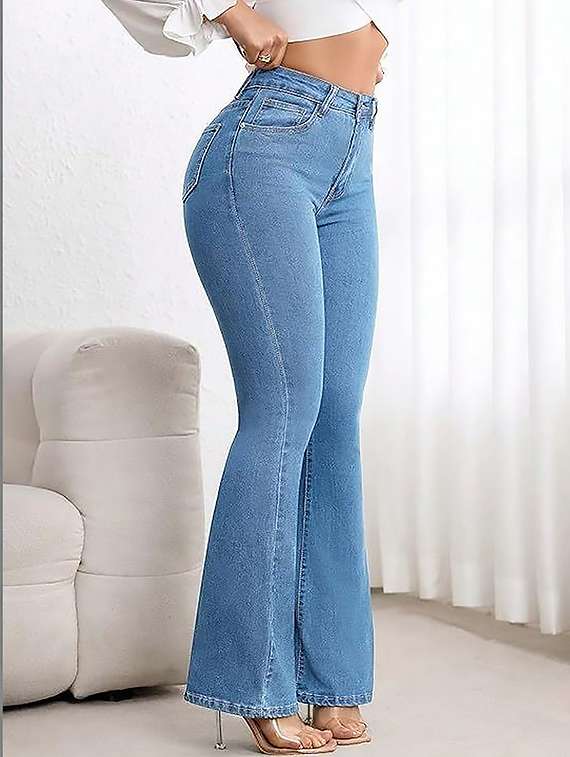women plain high rise bootcut jeans - 22319259 -  Standard Image - 3