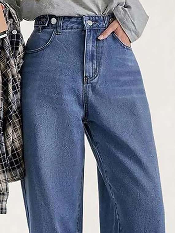 women plain high rise wide leg jeans - 22319264 -  Standard Image - 3