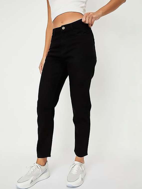 women solid high rise slim fit jeans