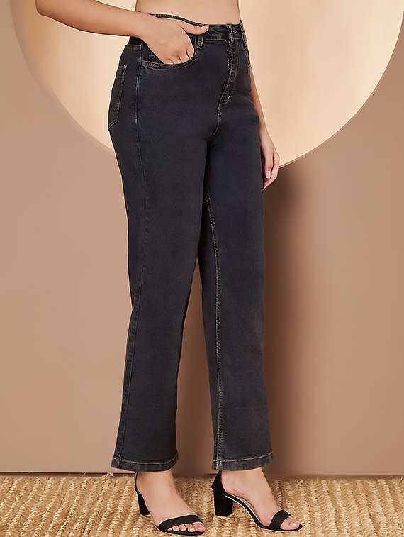women solid high rise bootcut jeans - 22319284 -  Standard Image - 3