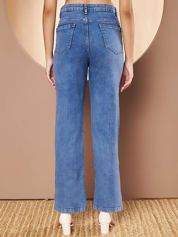 women plain high rise bootcut jeans - 22319286 -  Standard Image - 3