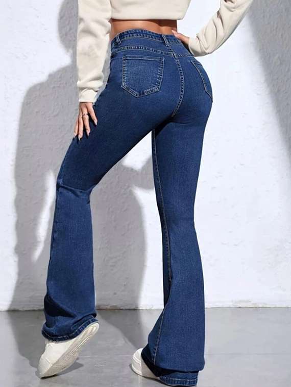 women solid high rise bootcut jeans - 22319314 -  Standard Image - 3