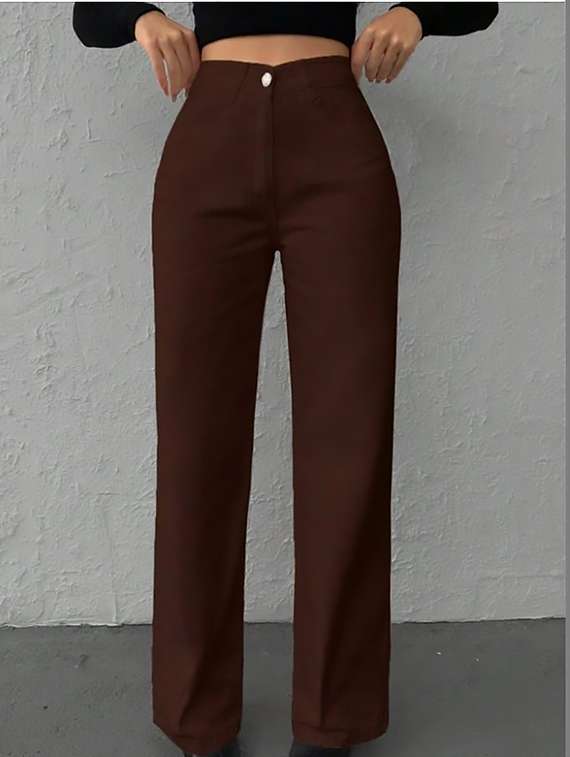 women plain high rise wide leg jeans - 22319333 -  Standard Image - 3