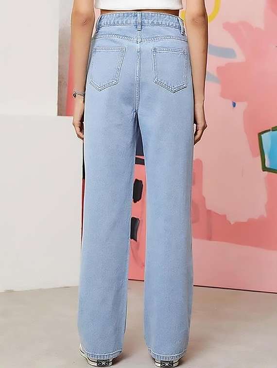 women plain high rise wide leg jeans - 22319363 -  Standard Image - 3