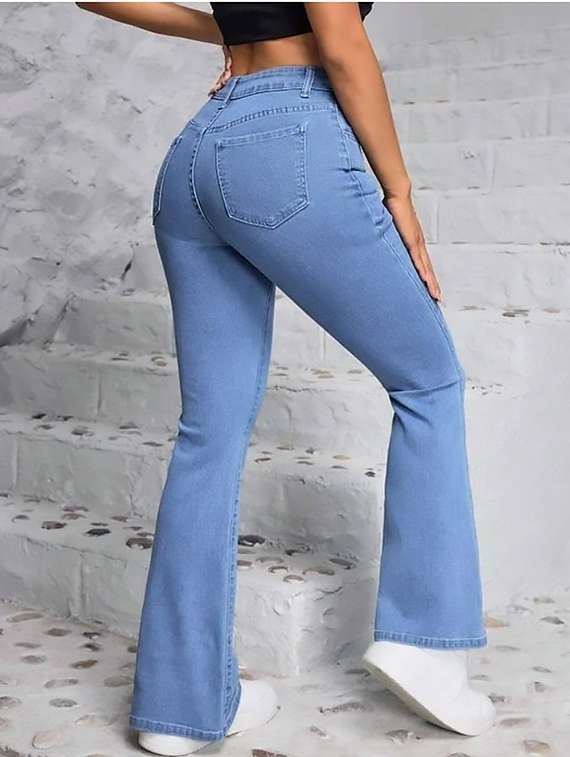 women plain high rise bootcut jeans - 22319369 -  Standard Image - 3