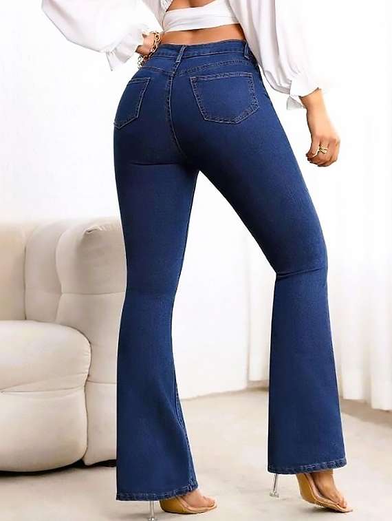 women plain high rise bootcut jeans - 22319386 -  Standard Image - 3