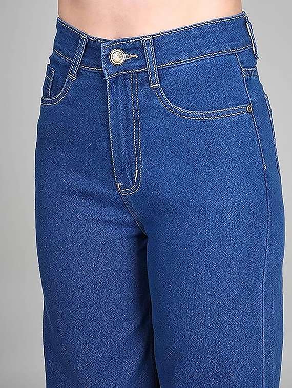 women plain high rise wide leg jeans - 22319397 -  Standard Image - 3