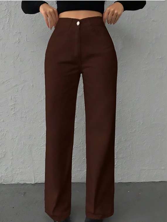 women plain high rise wide leg jeans - 22319441 -  Standard Image - 3