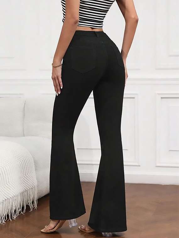 women plain high rise bootcut jeans - 22319492 -  Standard Image - 3