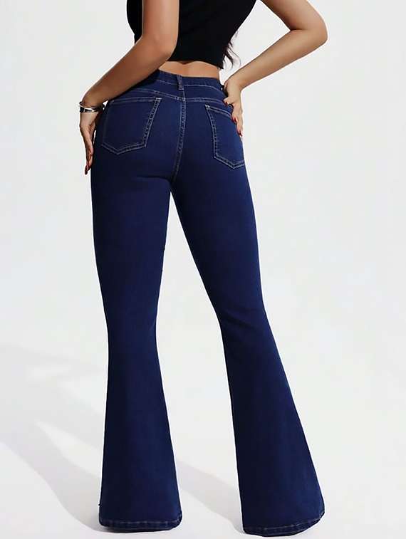 women plain high rise bootcut jeans - 22319493 -  Standard Image - 3