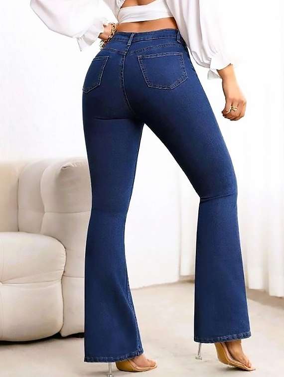 women plain high rise bootcut jeans - 22319524 -  Standard Image - 3