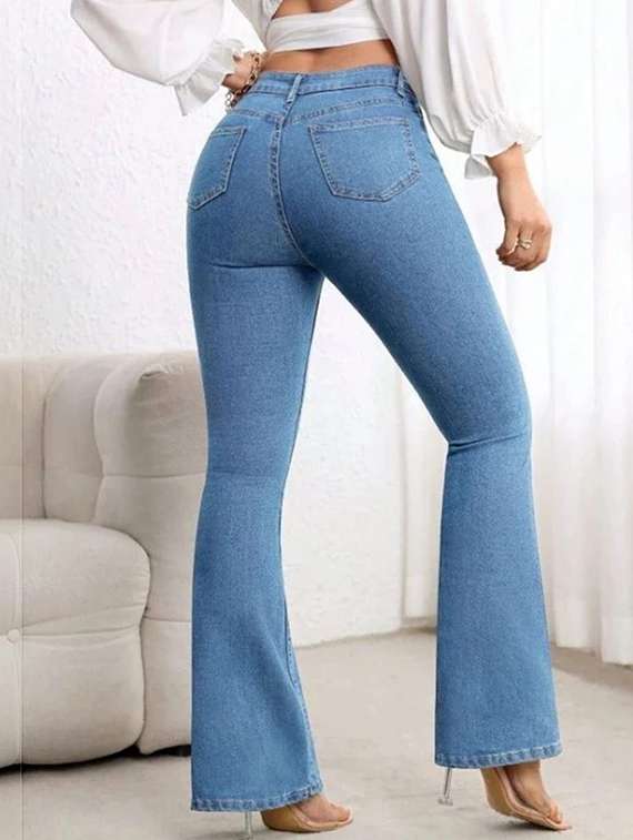 women solid high rise bootcut jean - 22319535 -  Standard Image - 3