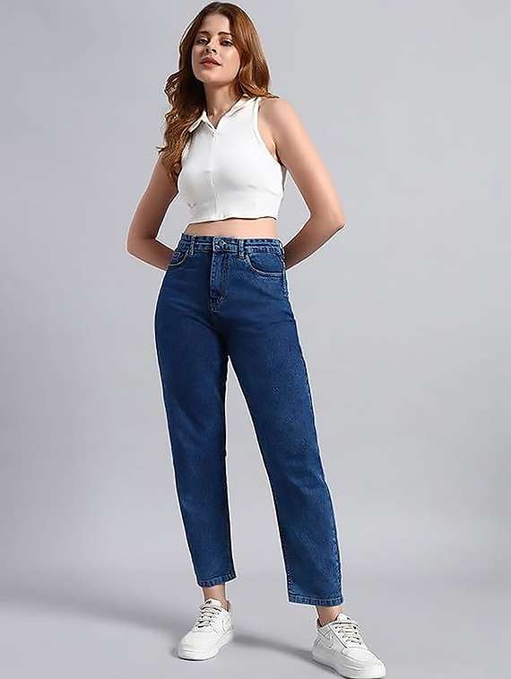 women solid high rise straight jean - 22319537 -  Standard Image - 3