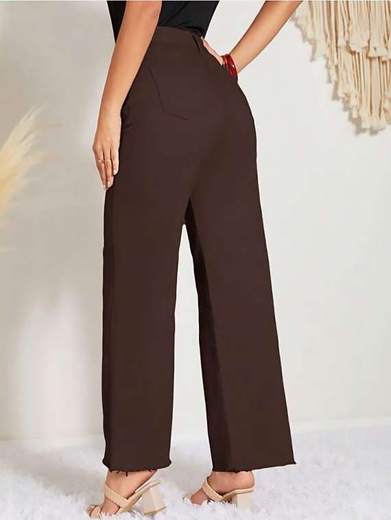 women plain high rise wide leg jeans - 22319539 -  Standard Image - 3