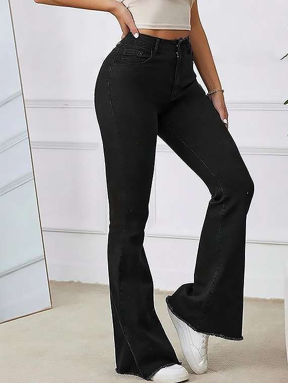 women plain high rise bootcut jeans - 22319554 -  Standard Image - 3
