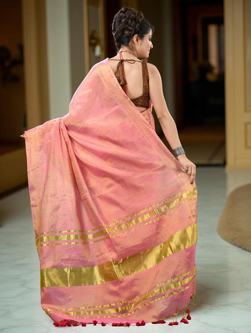 women solid plain saree with blouse - 22319606 -  Standard Image - 3