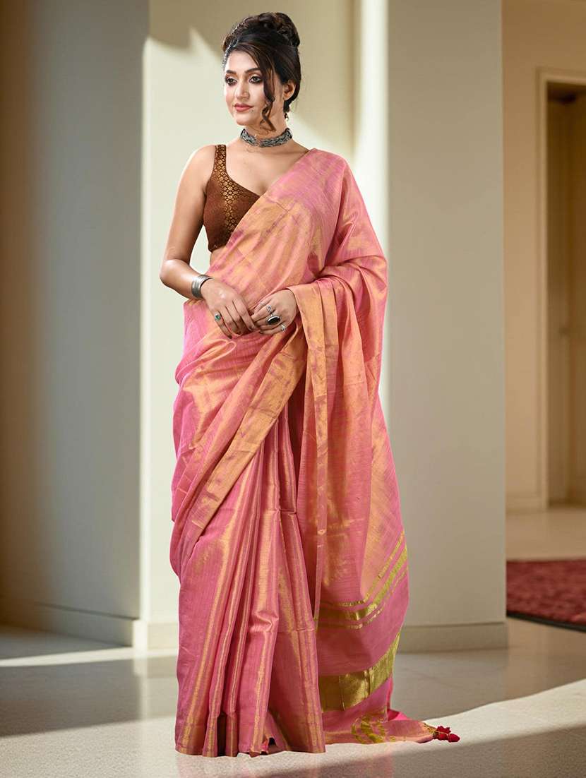 women solid plain saree with blouse - 22319606 -  Standard Image - 5