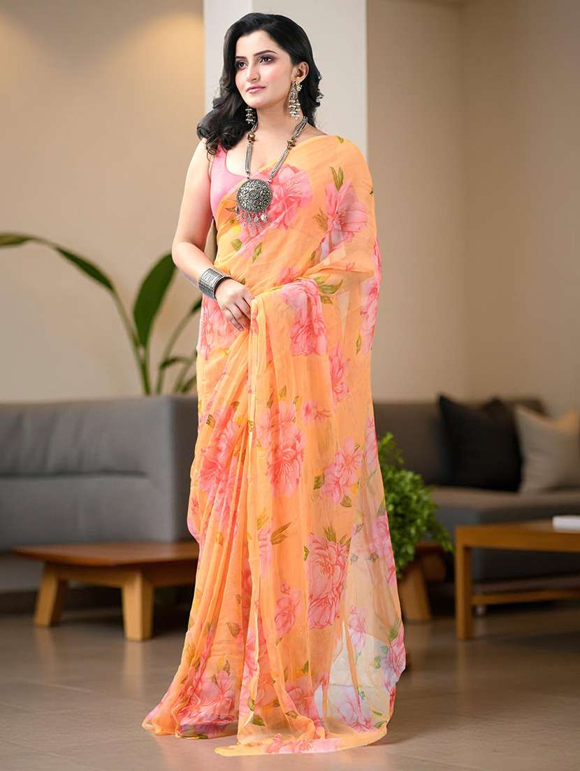 women floral printed saree