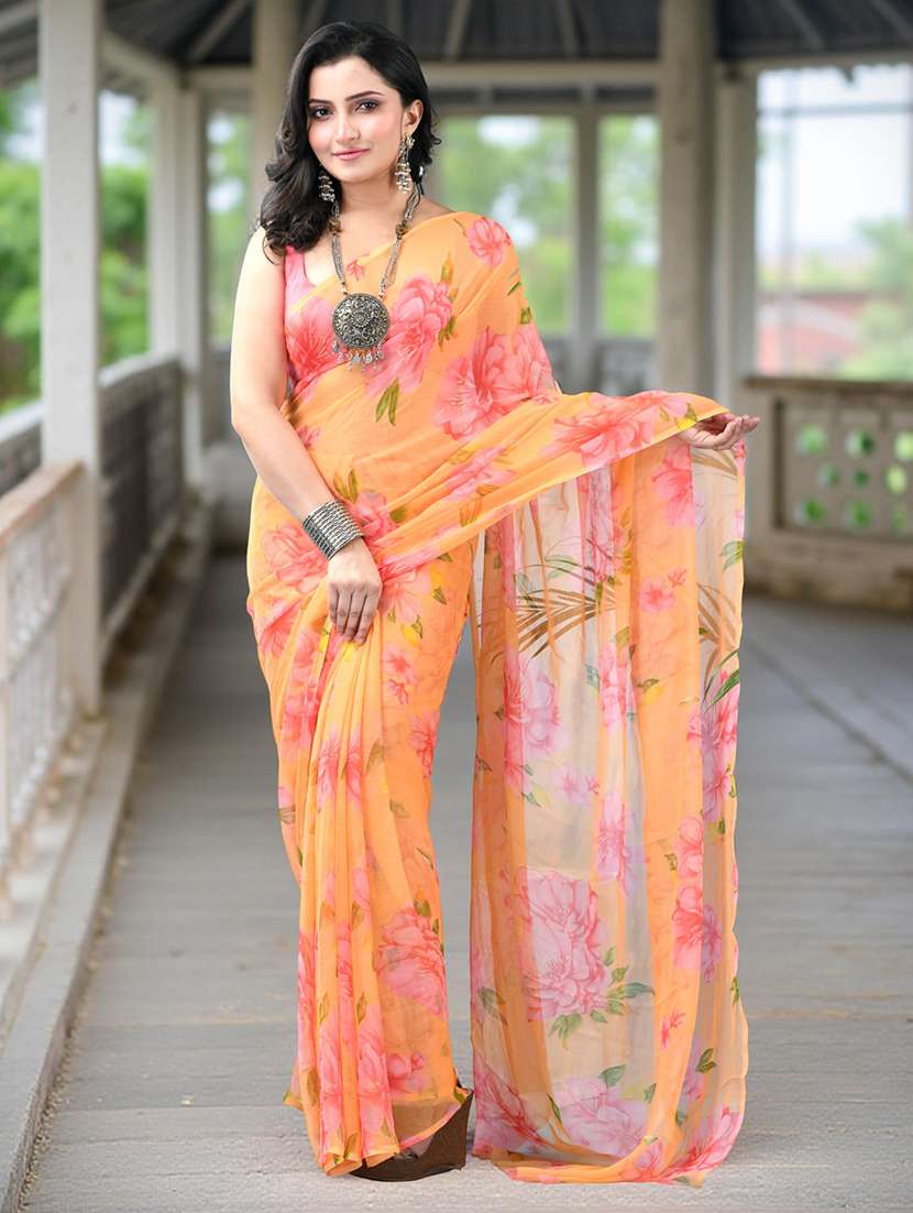 women floral printed saree
