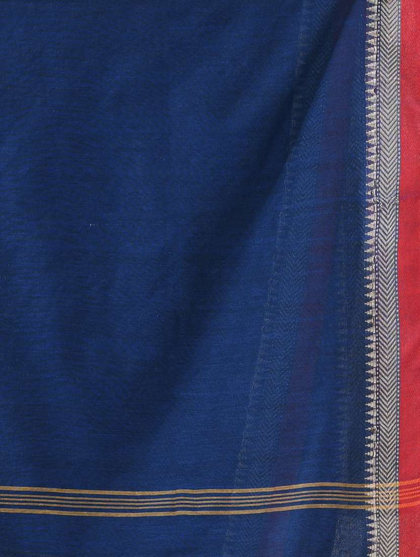 women solid with bordered handloom saree with blouse - 22319648 -  Standard Image - 3
