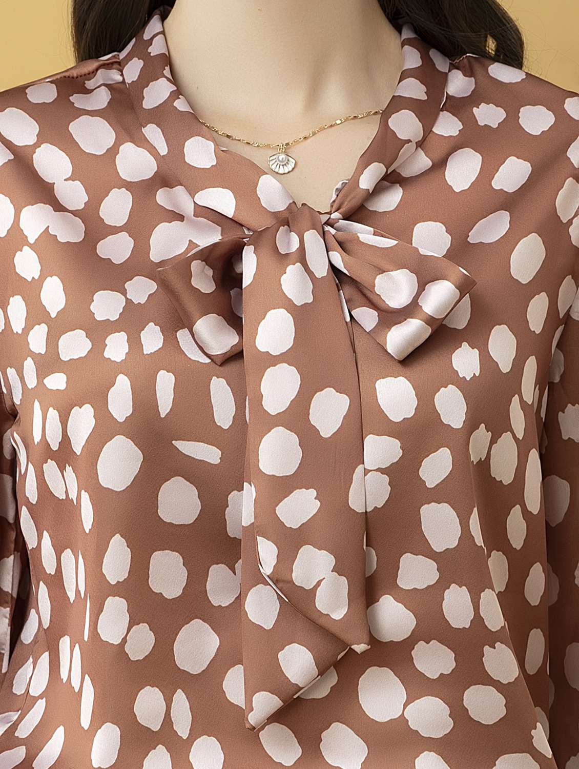 women printed tie-up neck long sleeve top - 22319650 -  Standard Image - 5