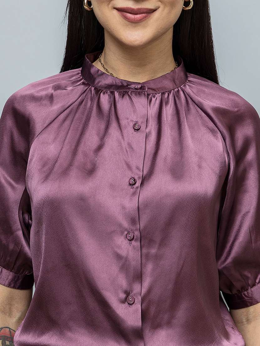women solid puff sleeve regular top - 22319653 -  Standard Image - 5