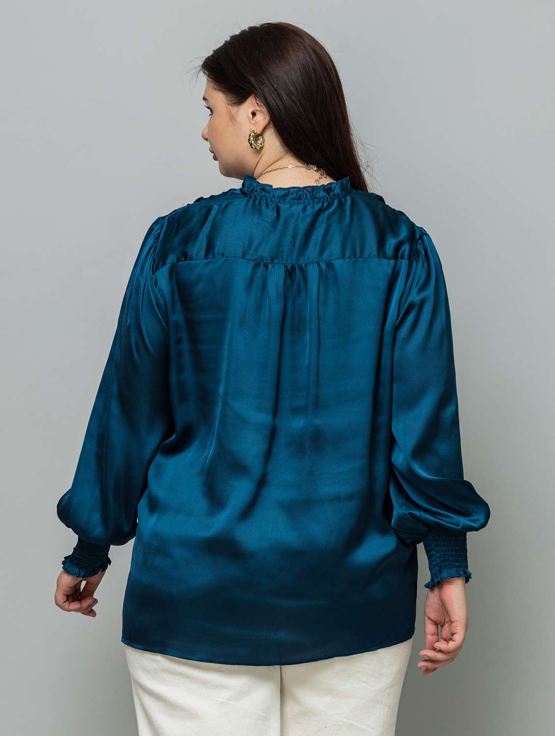 women plus size solid puff sleeve top - 22319655 -  Standard Image - 3