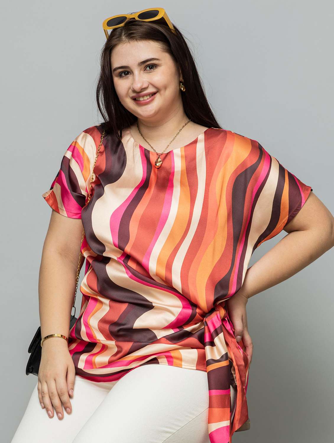 women plus size printed short sleeve top