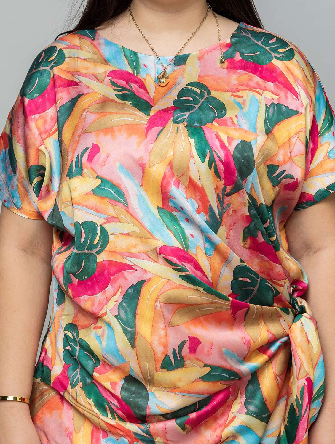 women plus size printed short sleeve mock wrap top - 22319657 -  Standard Image - 5