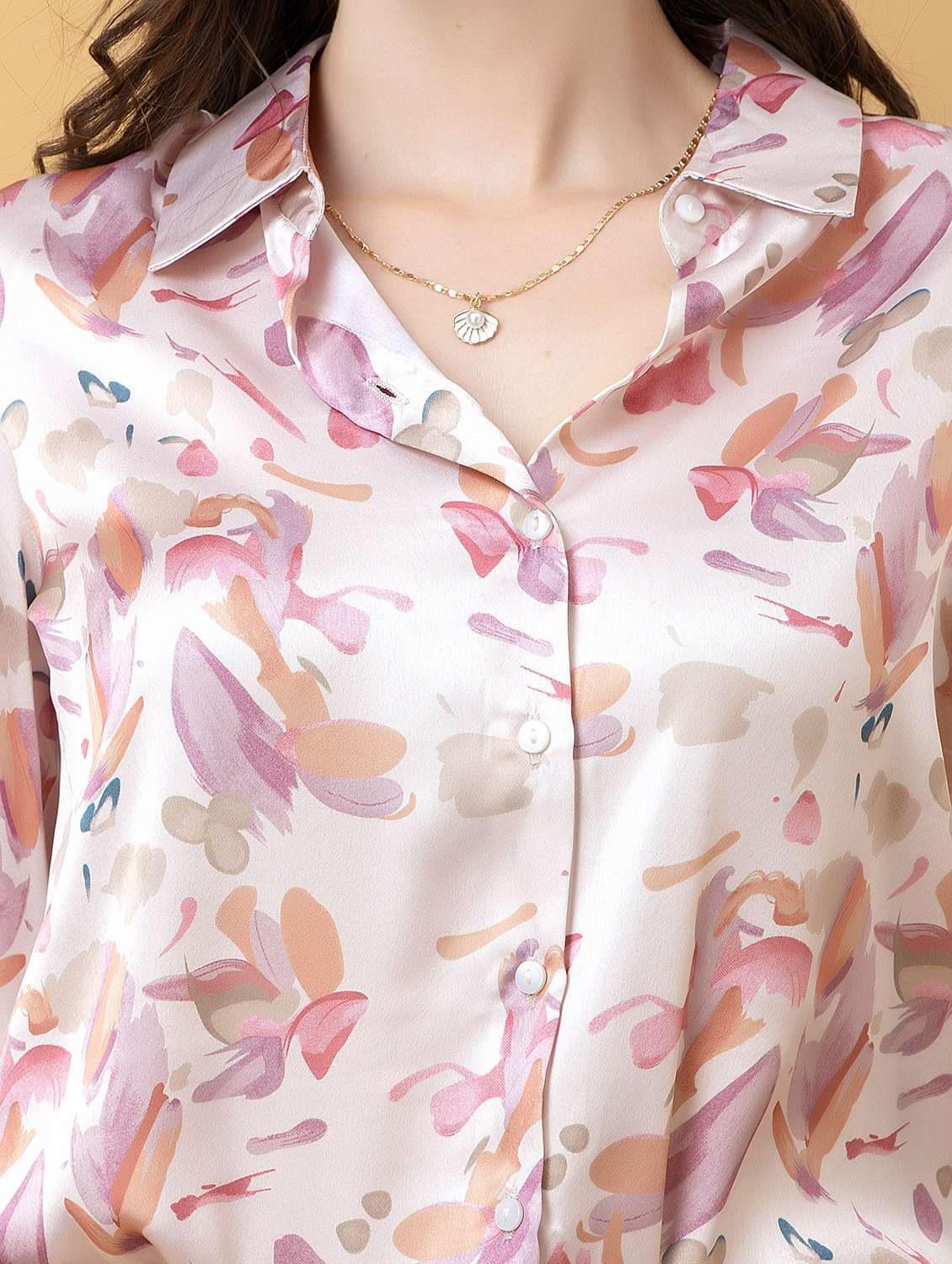 women printed collared long sleeve shirt - 22319658 -  Standard Image - 5