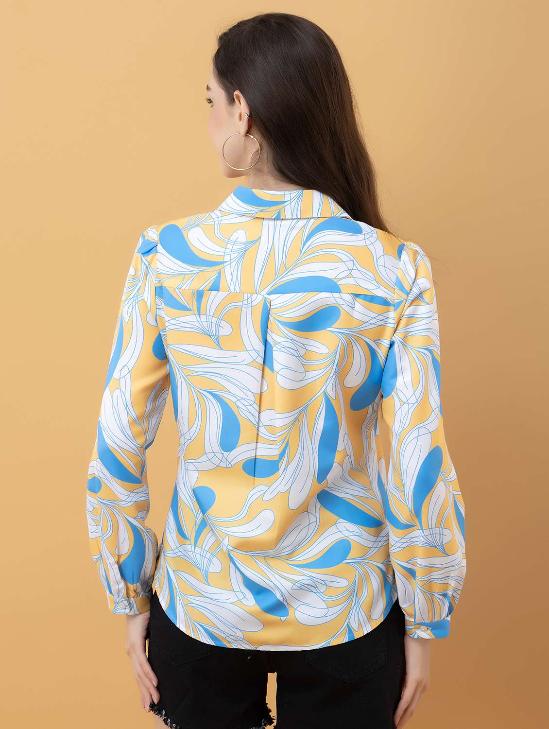 women printed collared long sleeve shirt - 22319659 -  Standard Image - 3