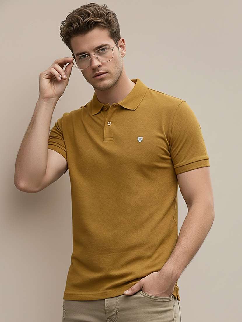 men solid short sleeve regular fit polo t-shirt