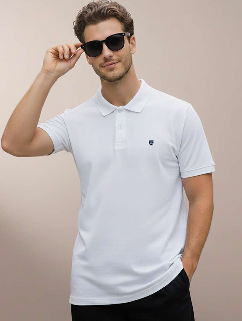 men solid short sleeve regular fit polo t-shirt