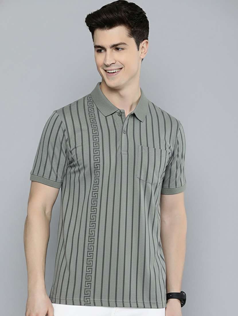 men striped short sleeve regular fit polo t-shirt