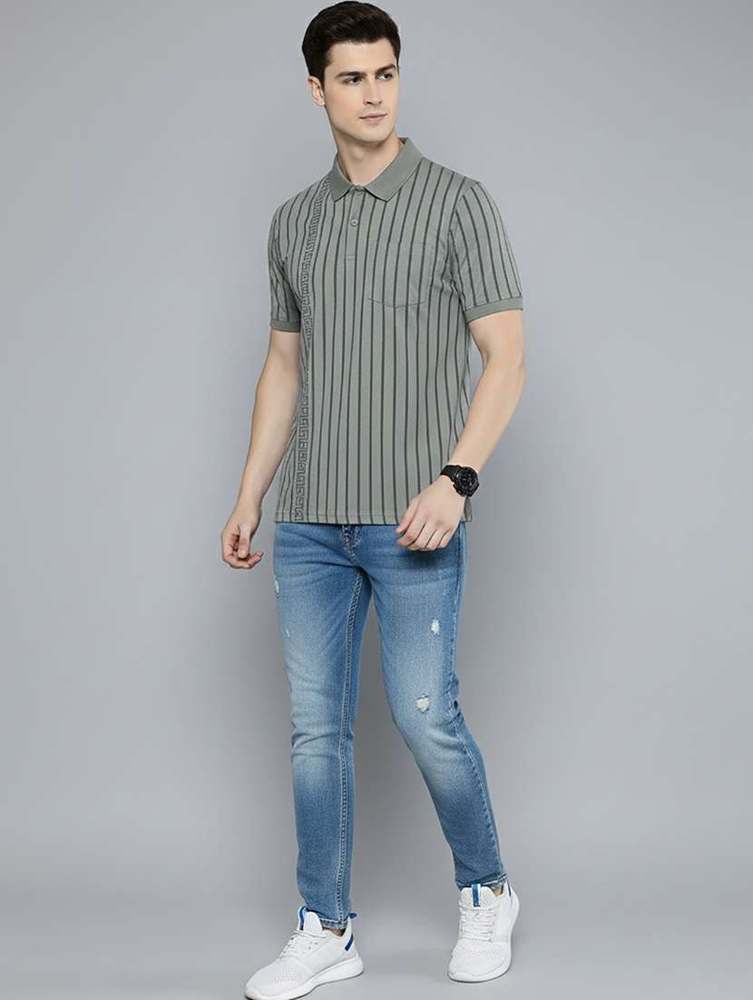 men striped short sleeve regular fit polo t-shirt - 22319854 -  Standard Image - 3