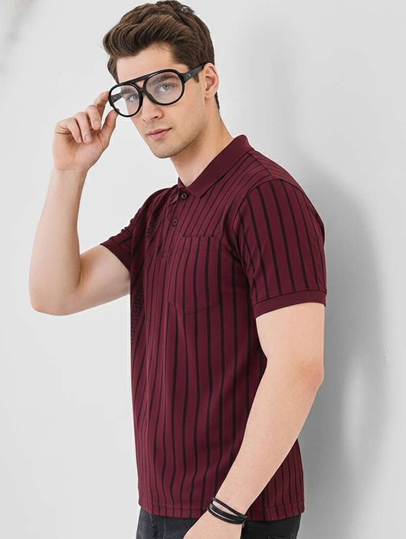 men striped short sleeve regular fit polo t-shirt