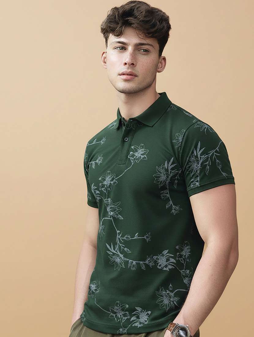 men printed short sleeve regular fit polo t-shirt