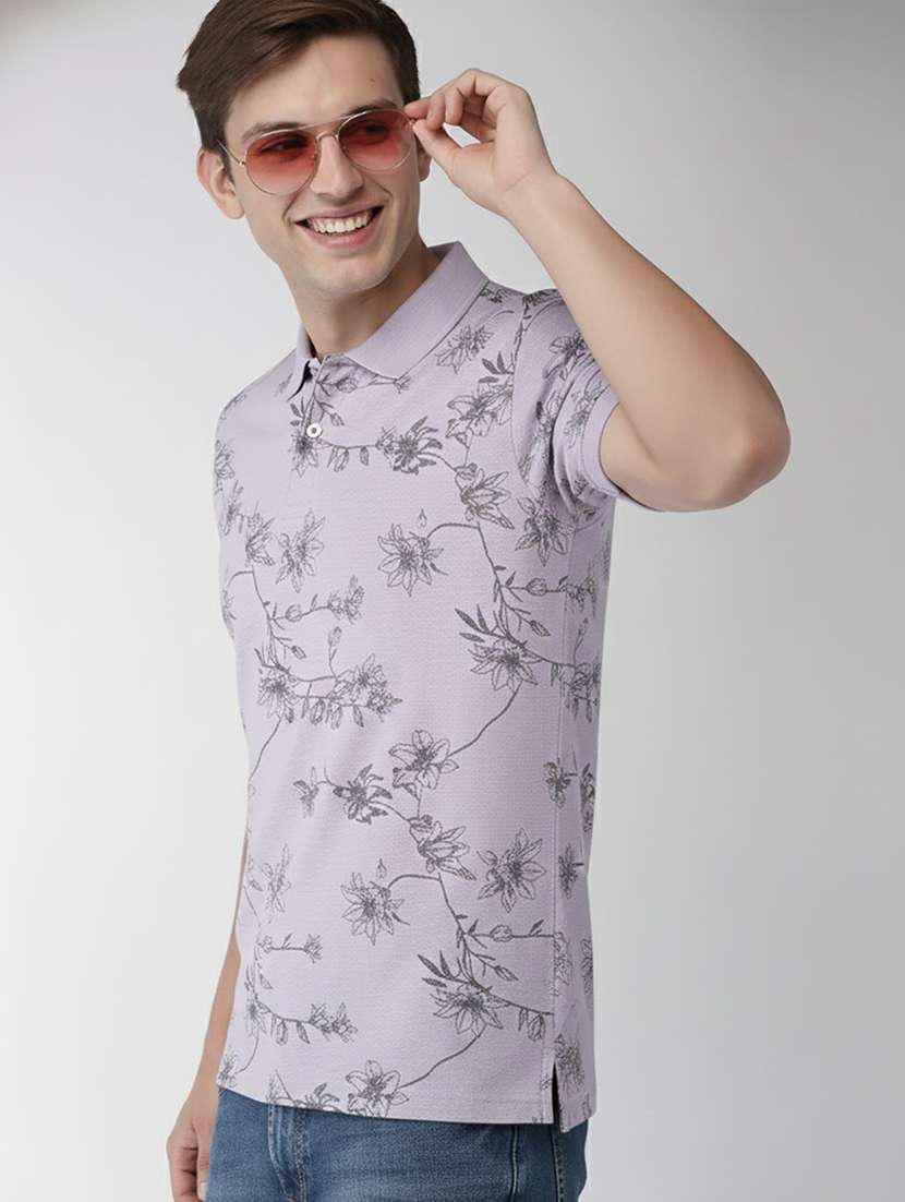 men printed short sleeve regular fit polo t-shirt