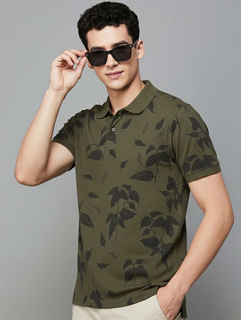 men printed short sleeve regular fit polo t-shirt