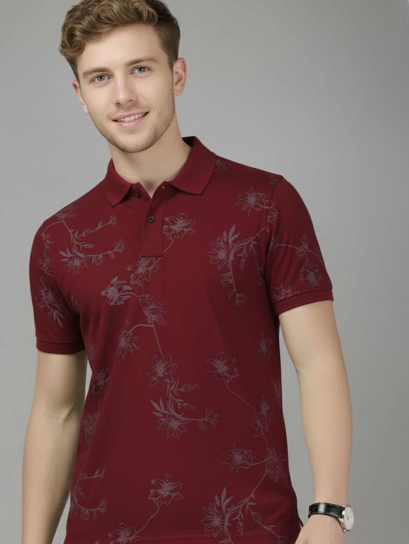 men printed short sleeve regular fit polo t-shirt